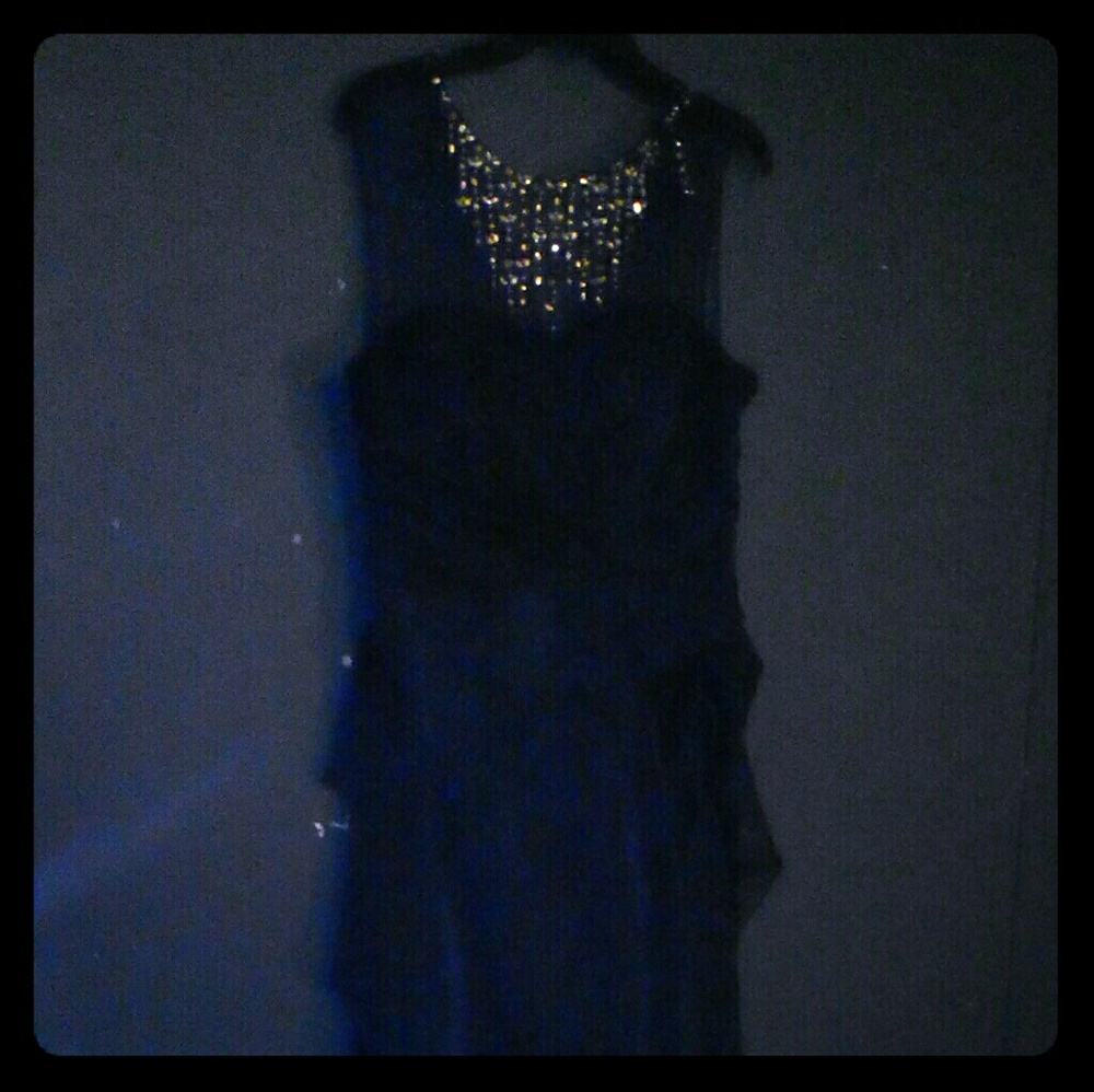Navy blue full length dress